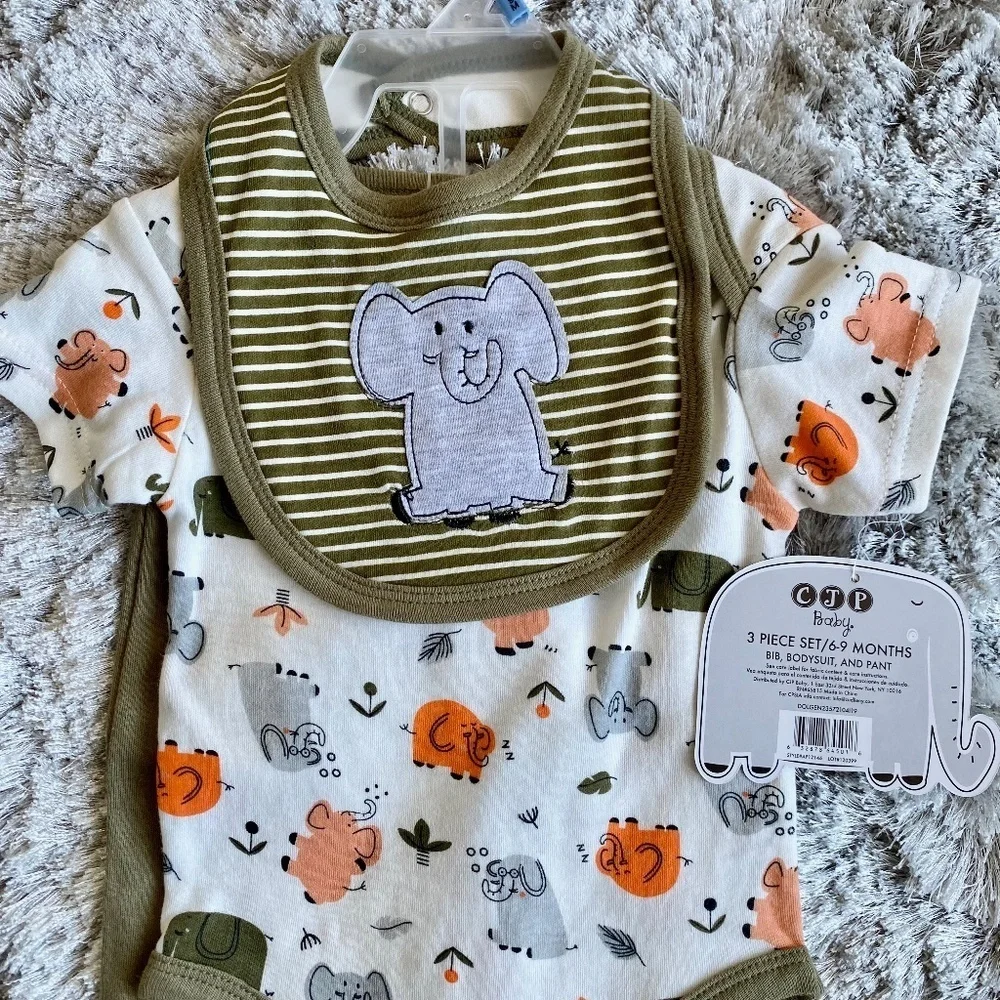 CJP Baby 3 Piece Animal Set NWT Size 6-9 Months